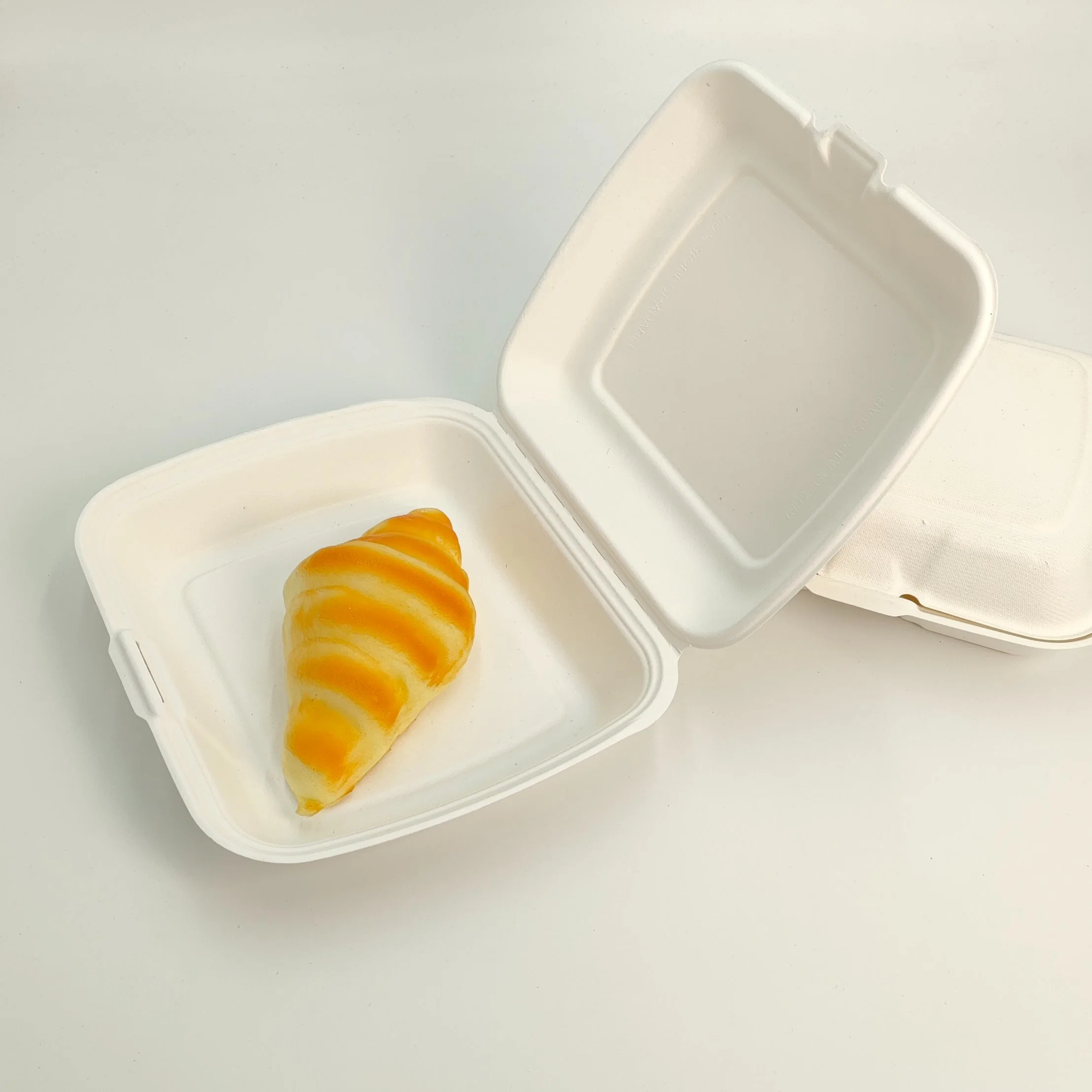 9'' Sugarcane Bagasse Clamshell Box Food Container Dispostable Biodegradable Tableware Hot Sale