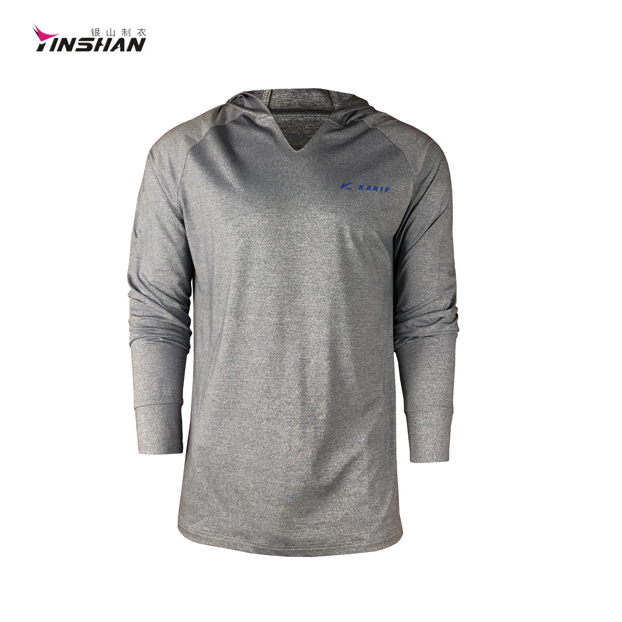 Best Selling Customized Men's Grey Hooded Long Sleeve Sportswear