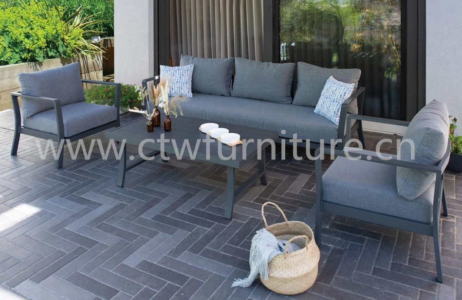 Terrasse Gartenmöbel Moderne Aluminium Wetter Resitant Garten Gespräch Sofa