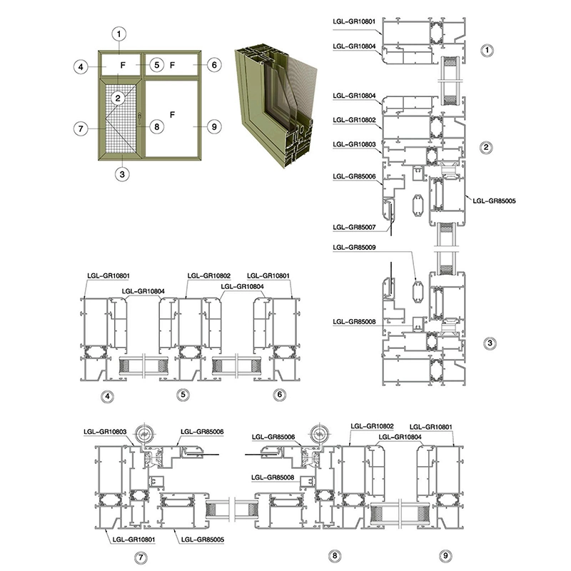 Luxury Large Section 14,8mm Width Thermal Break Perfiles de aluminio Casement Secciones de extrusión de ventana