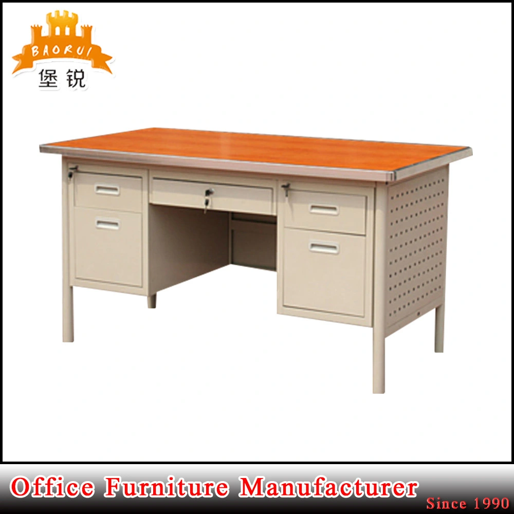 Modern Office Furniture Metal Computer Desk Steel Executive Double Pedestal Office Table