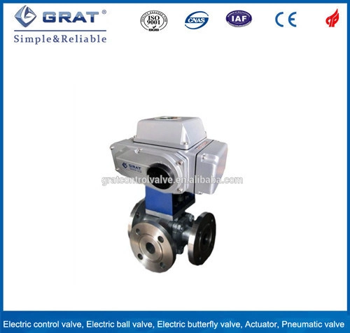 T Shape 3 Way Stainless Steel Electric Flow Direction Control Valve