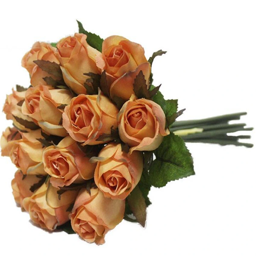 Decorative Flowers Bouquet Artificial Rose Silk Rose Bunch Artificial Flowers