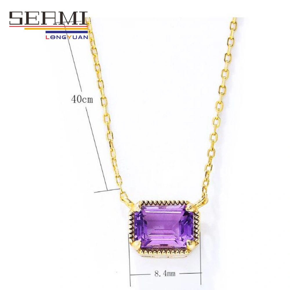 Hot Sale Fashion S925 Silver Necklace Natural Amethyst Pendant Jewelry