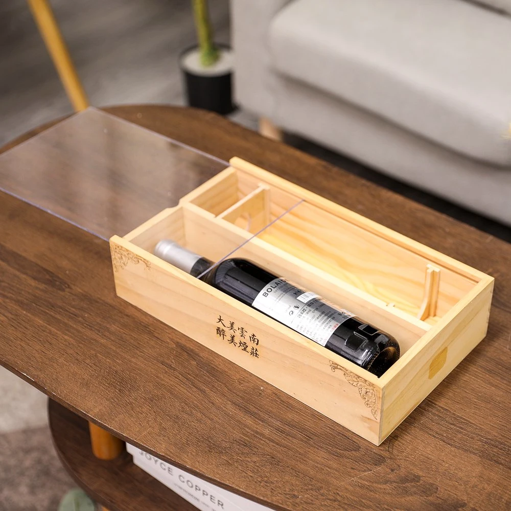 Clear Sliding Lid Wine Box Packaging Wine Bottle Box