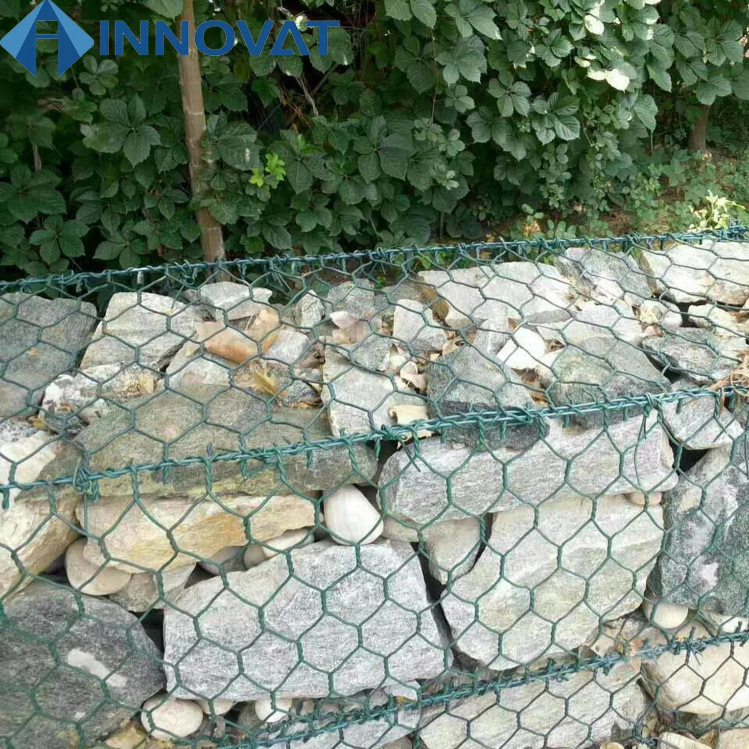 Caixa de Cesto Gabion caixa de pedra Gabion paredes revestidas a PVC Grelha de pedra