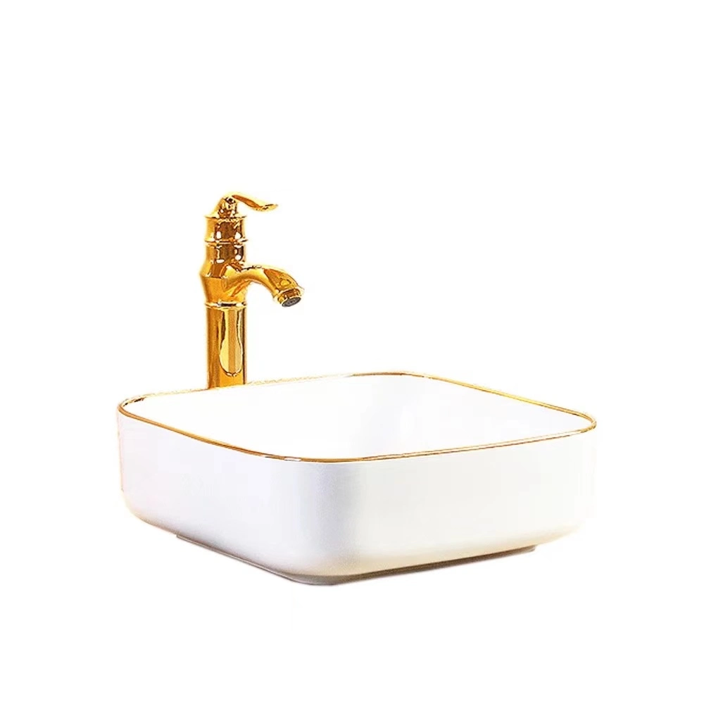 Sanitaryware Ceramic Bathroom Kitchen Golden Washing Wash Bathroom-Basin-Sink