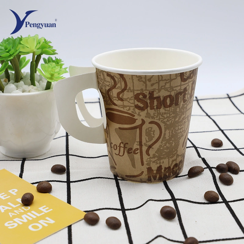 Single Wall Paper Cup with Customized Handle for Hot Drinking-Swpc-43