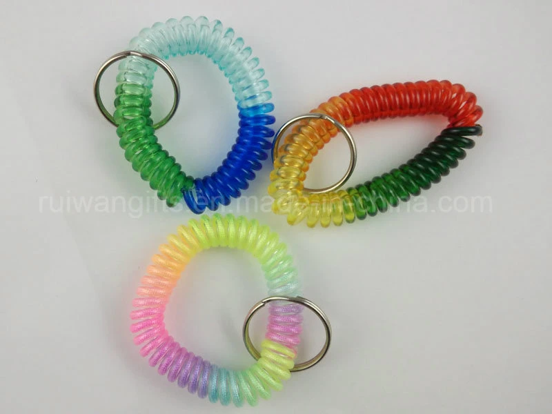 Customized Rainbow Colors Coiled Bracelet with Keyring