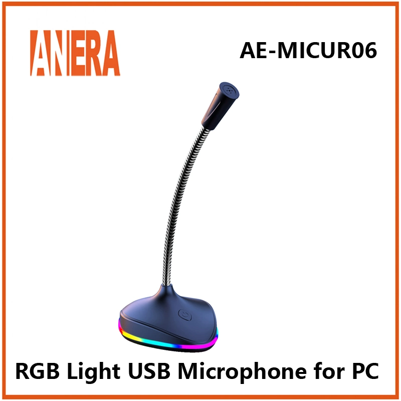 Anera New Design Portable USB Microphone Adjustable Laptop Microphone with RGB Light, USB Mic for Desktop PC