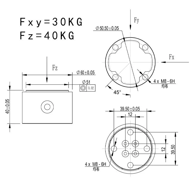 Zkmd High-Precision tres ejes del sensor de célula de carga