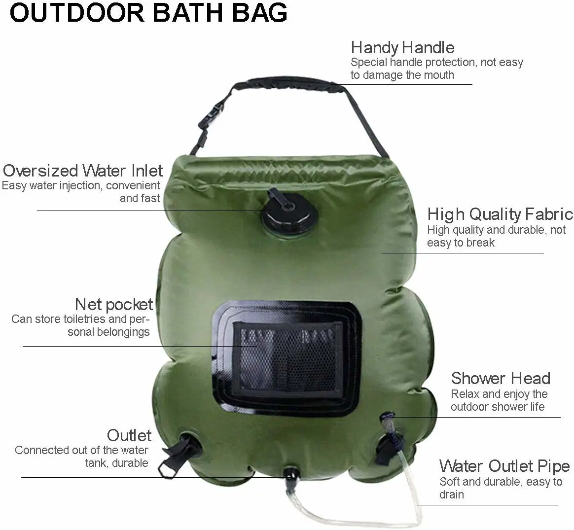 Wholesale/Supplier Solar Heated Shower Bag 20L PVC Portable Outdoor Camping Shower