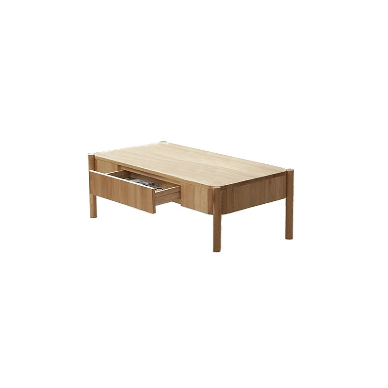 Japanese Style Simple Small Apartment Solid Wood Coffee Table with Drawer 0051