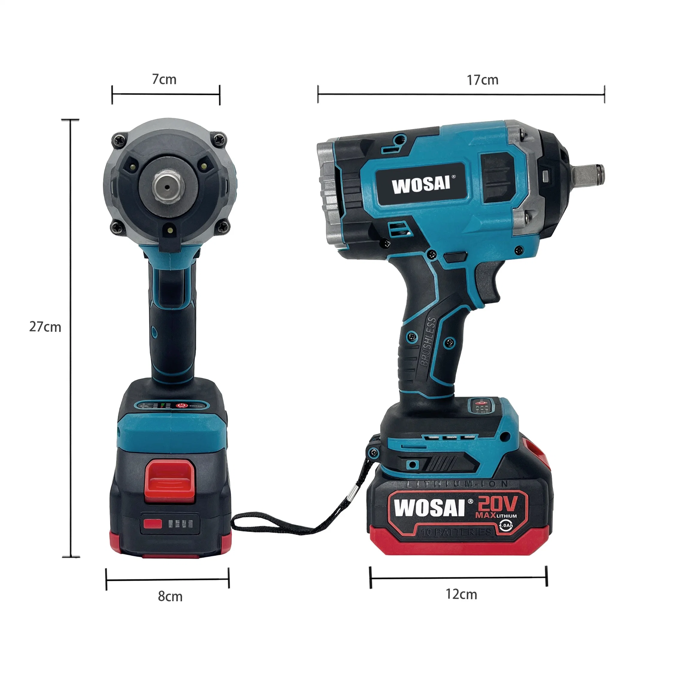 Wosai Home Use Handheld 20V 850nm Multi-Function High Torque Electric Impact Brushless Wrench