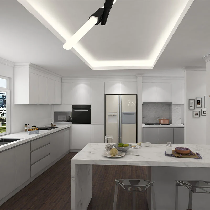 Cria moderna Verniz Branco armário modular Cozinha à prova de água
