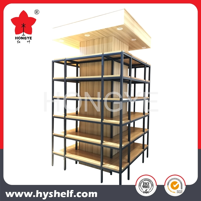 Customized Size Wooden Metal Shelf Display Rack for Supermarket