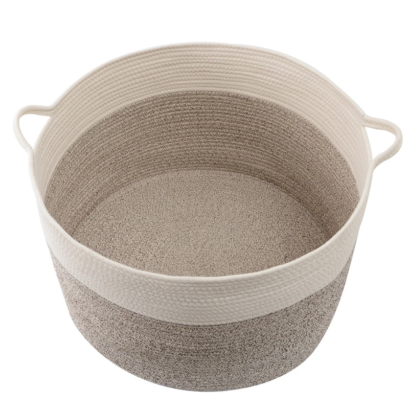 Wholesale/Supplier Folding Easy Shipping Extra Large Woven Natural Fabric Cotton Rope Thread Toy Storage Laundry Basket with Handle