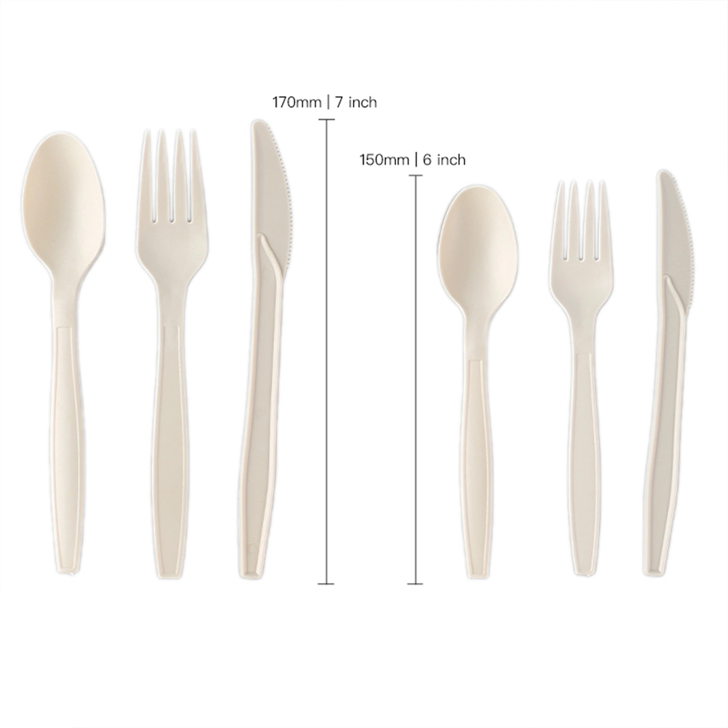 Utensílios de mesa biodegradáveis Talheres biodegradáveis Produtos descartáveis Colher, garfo e faca de plástico PLA