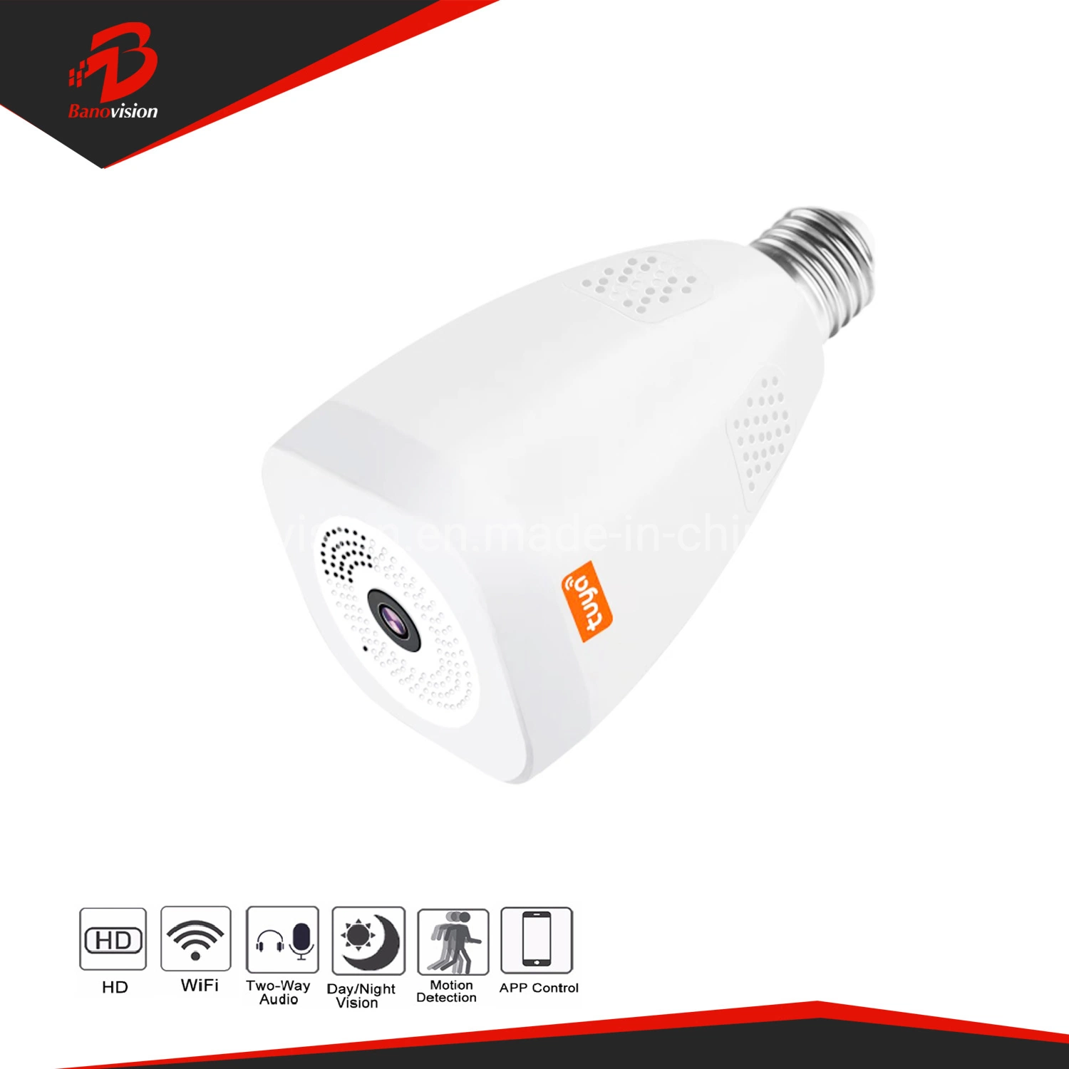 Banovision 2MP 1080P de Vigilância de Segurança Digital Panorâmico IP WiFi lâmpada Tuya CCTV Câmara de vídeo
