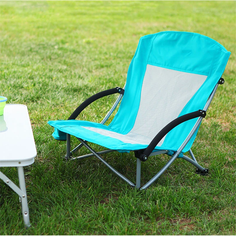 Lightweight Camping Folding Low Moon Chair with Cup Holder and Carry Bag