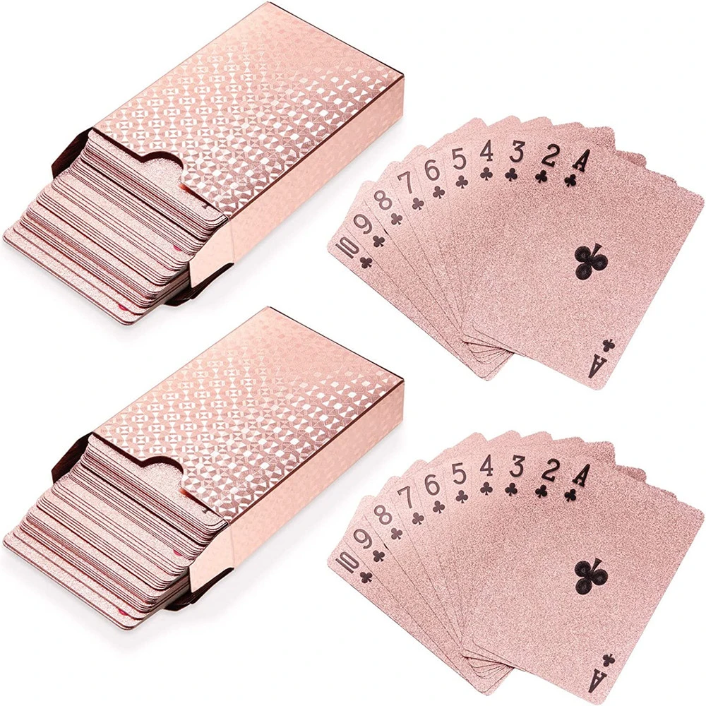 Durable Paper Printing Rose Golden Playing Cards