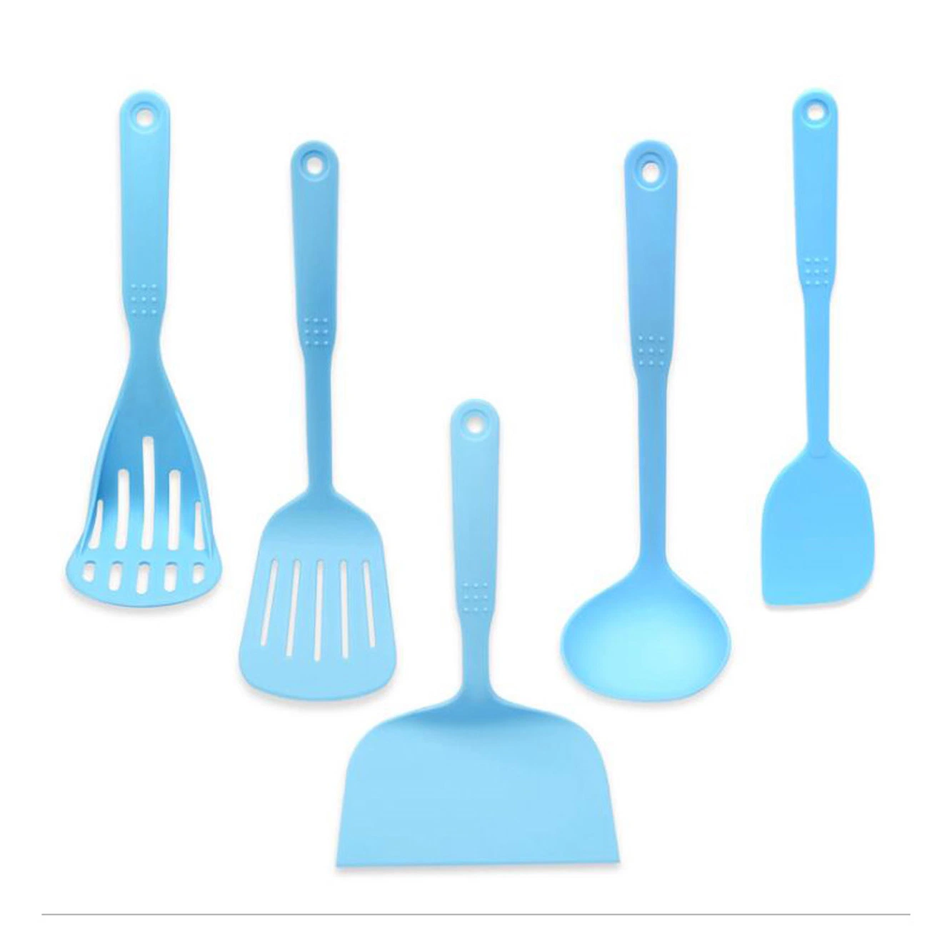 Non Stick Heat Resistant Nylon Cooking Utensil Set of 5 Includes Slotted Turner, Fish Spatulas, Serving Spoon, Spatulas and Musher Esg12003