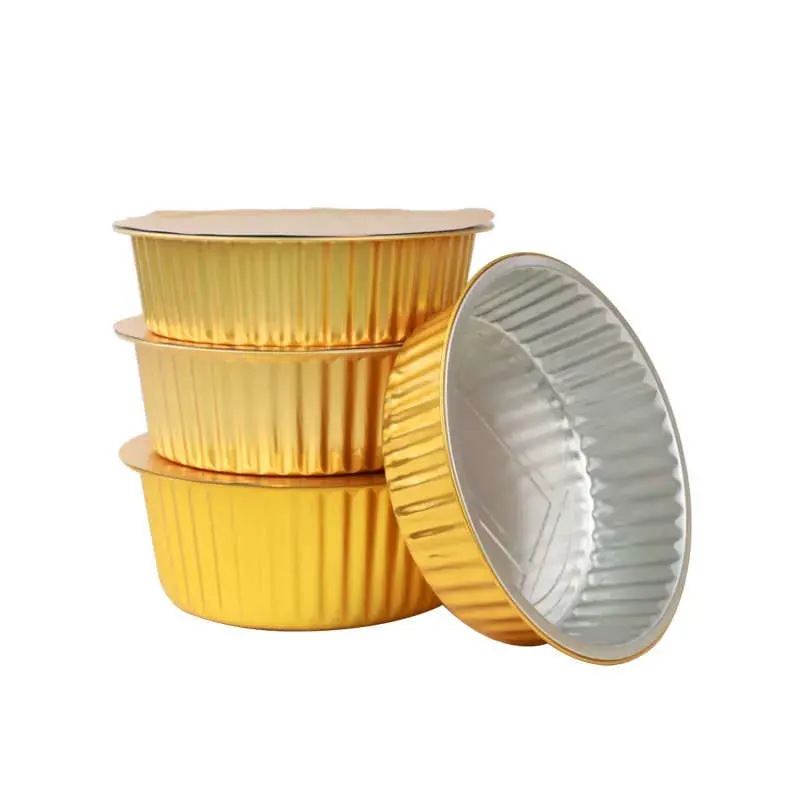 Small 125ml Disposable Round Colorful Golden /Gold Aluminum Foil Baking Cups for Muffin Cakes Baking Container/Cups for Food Packaging