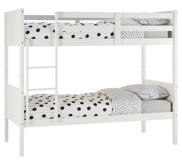 Wholesale/Supplier White Painted Wooden Bedroom Furniture Double Bunk Bed for Home and Dormitory Use