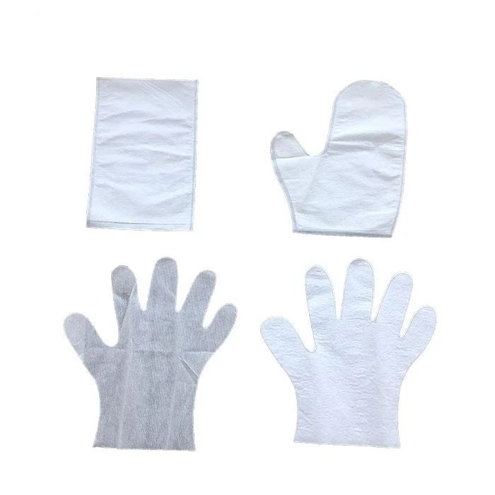 La Toallita desechable guante de lavado de salas limpias de costura de ultrasonidos Hospital toallitas de tela Body Wash Spunlace Non-Woven Guantes con una película impermeable interior