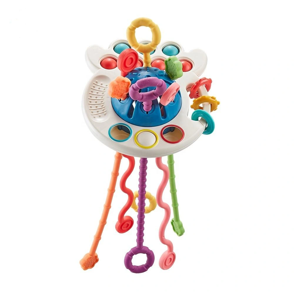 Amazon Finger Sensory Training Educational Funny Baby Soft Teether Silicone Pulling String Toy