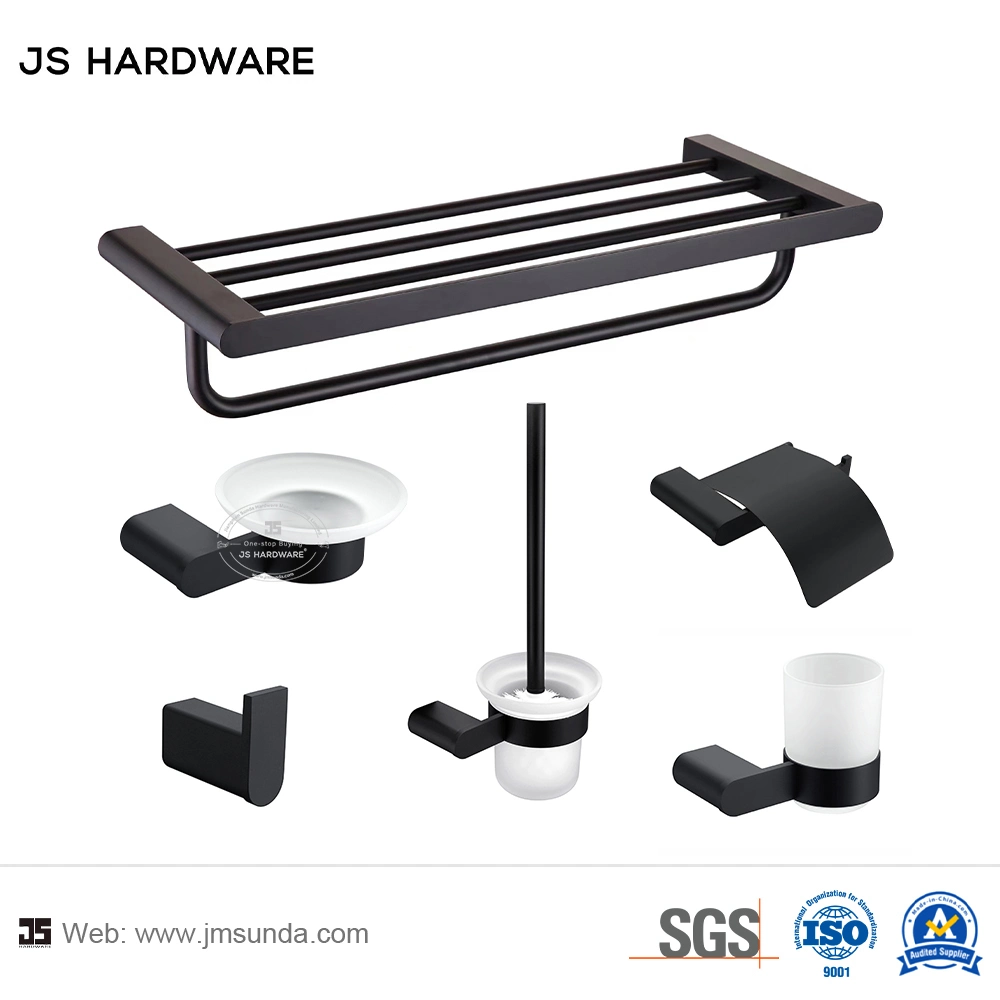 Moderno edificio de 6 PCS Conjunto de Hardware de baño moderno y lujoso hotel de negro mate productos de baño Accesorios de Baño