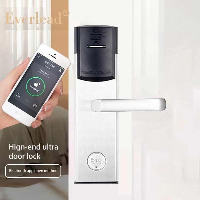 SS304 Stainless Steel Electrical Digital Key Card Smart Hotel Lock System with Bluetooth APP Software Home Security RFID Card Hotel Door Lock