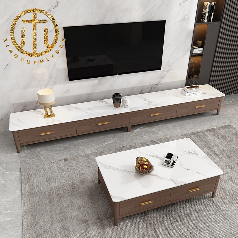 Nordic Wooden Coffee Table TV Cabinet Set Modern Living Room Slate Furniture