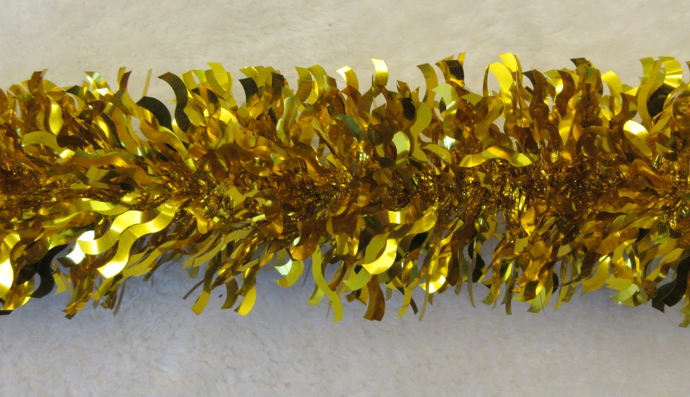 Hotsale Christmas Decoraiton Gold Wave Shape Pet Tinsel Garland