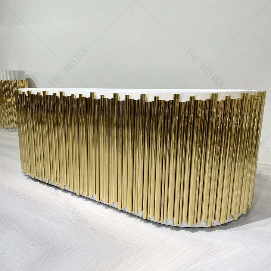 Gold Stainless Steel Frame Luxury Bathtub Modern Bathroom Acrylic Free Stand Bath Tub