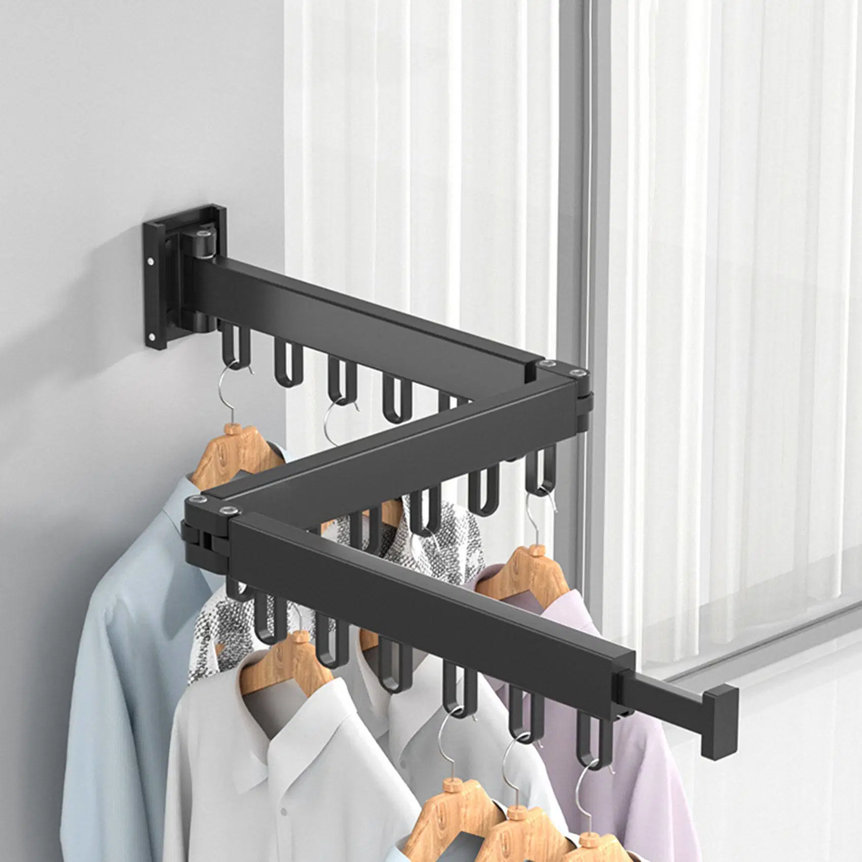 360 Servicio de lavandería de estante de secado de ropa toalla Tendedero Wall-Mounted colgador perchero