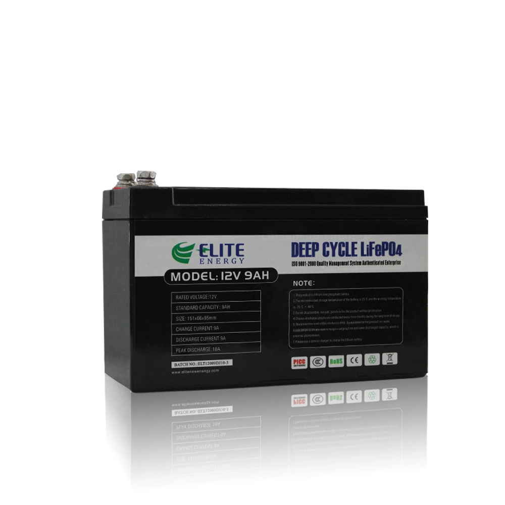 Elite IP65 Small Weight Lithium Ion 12V 9ah LiFePO4 Li-ion Battery Pack for Solar Energy Storage System with Optional Bluetooth and LCD Display