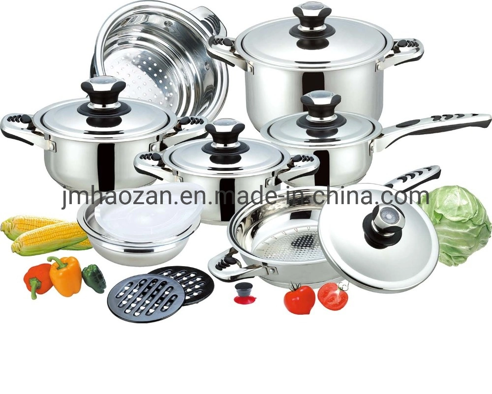 22pcs todo el borde de seta de acero inoxidable utensilios de cocina con mango de baquelita 9 reforzó la parte inferior