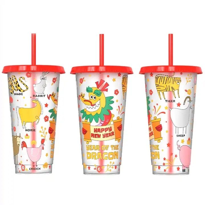 750ml Coffee Reusable Tumbler 24oz Logo Custom Wholesale Stadium Cold Plastic Color Changing Ice American Cup with Lid and Straw