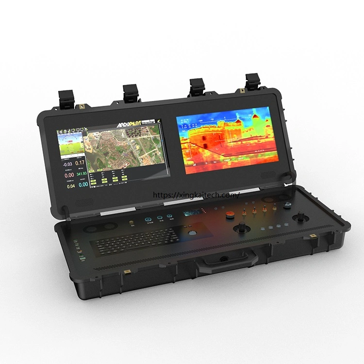 RC Video Ground Control Station fabricante Dual-Screen Portable Ground Control Estação para Vtol Ugv. UAV