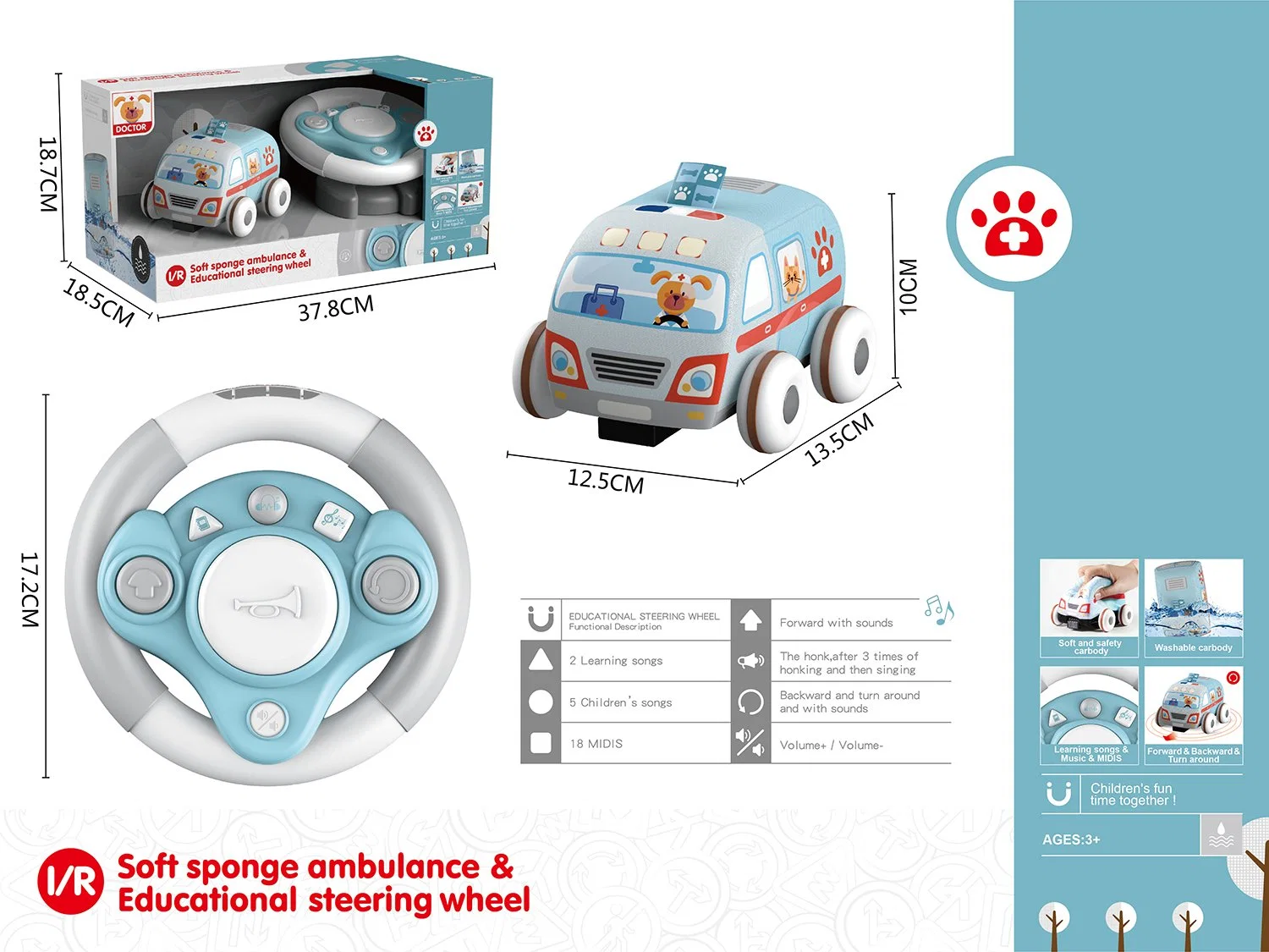 New Image Toy Infrared Remote Control electric Multi-Function Sponge Fabric Toy Car W/ Crawling Mat Toy Set