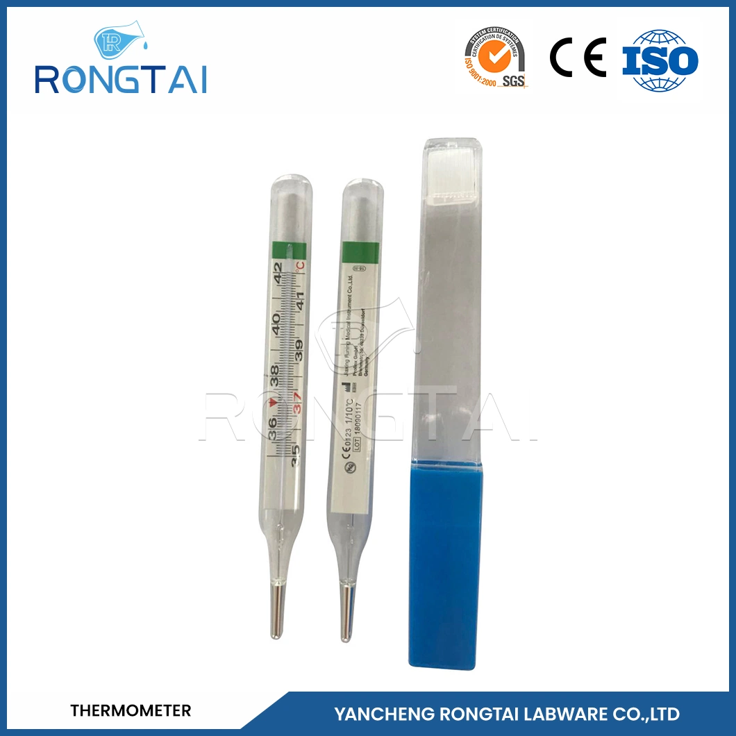 Consumibles compatibles Rongtai Termómetro proveedores utiliza en el laboratorio China termómetro de vidrio con líquido rojo