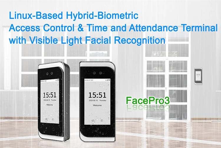 Wireless WiFi Waterproof Face Recognition with Multi-Language Biometric Time Clock (FacePro3)