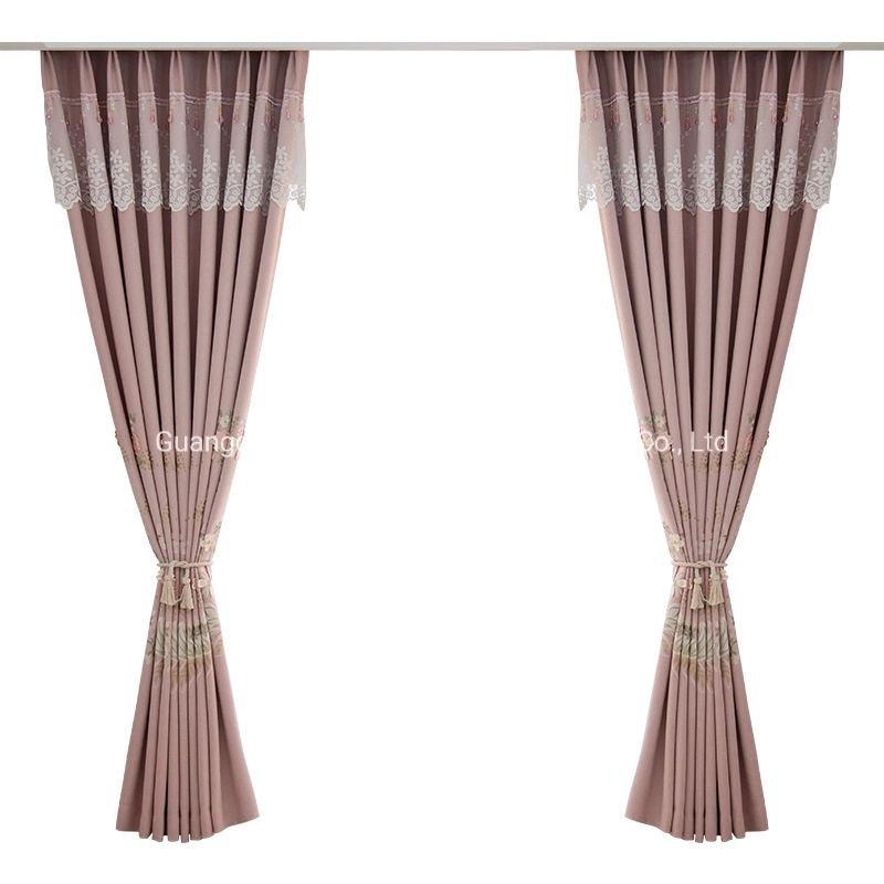 Wholesale Various Style High Quality Half Blackout 100% Polyester Embroidery Curtain Vertical Blind Socket Luxury Curtains with Valance for The Living Room