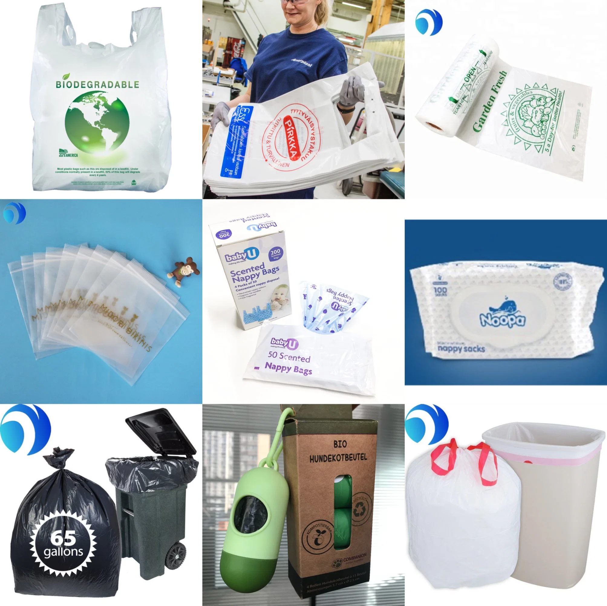 PLA Vest Biodegradable Supermarket PE LDPE HDPE мусорная корзина Компост Упаковка для пеленки Зиплок Пластиковые собачьи попы Торговый мешок для кофты Завод-изготовитель