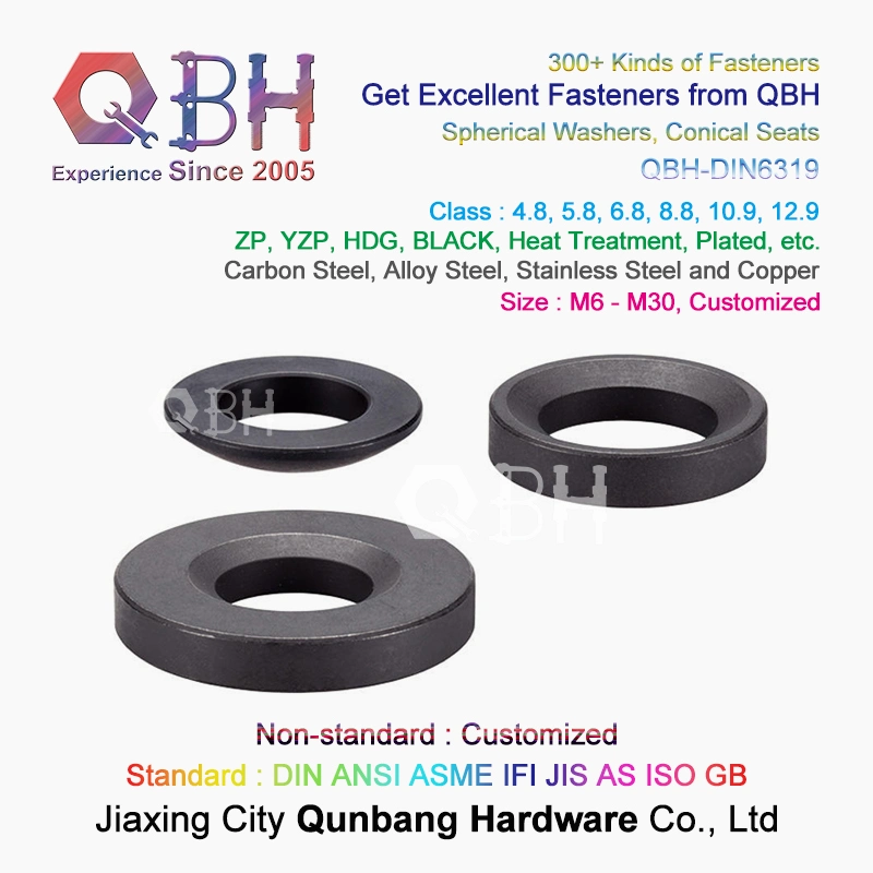 QBH OEM ODM fabricado a medida DIN6319 M6-M30 Acero al carbono aleación de acero Arandela especial esférica cónica redonda de acero inoxidable de cobre y latón Anillo de respaldo