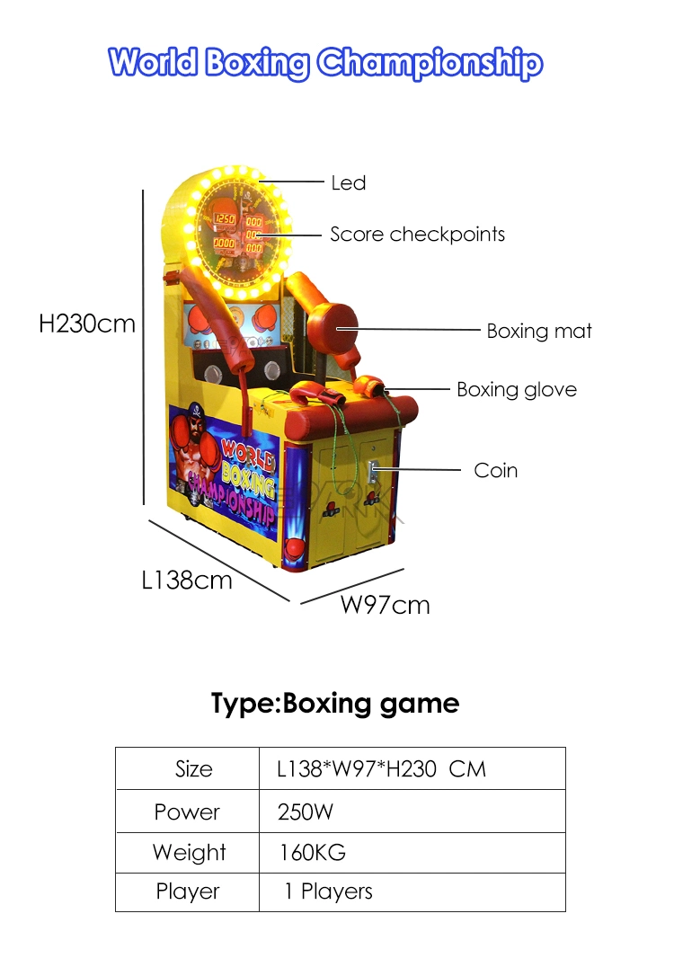 Machine de jeu de boxe électronique à monnayeur du Championnat du monde de boxe Jeu de rachat