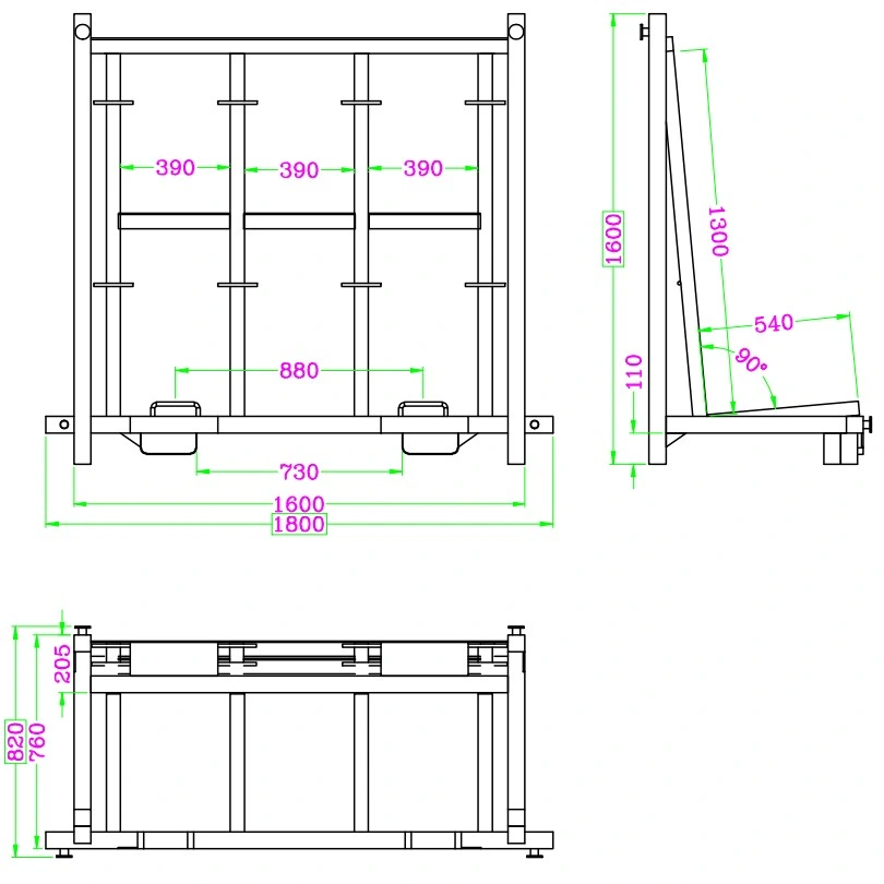 Double Layers L Frame Glass Rack ISO Standard Storage Rack with Leather