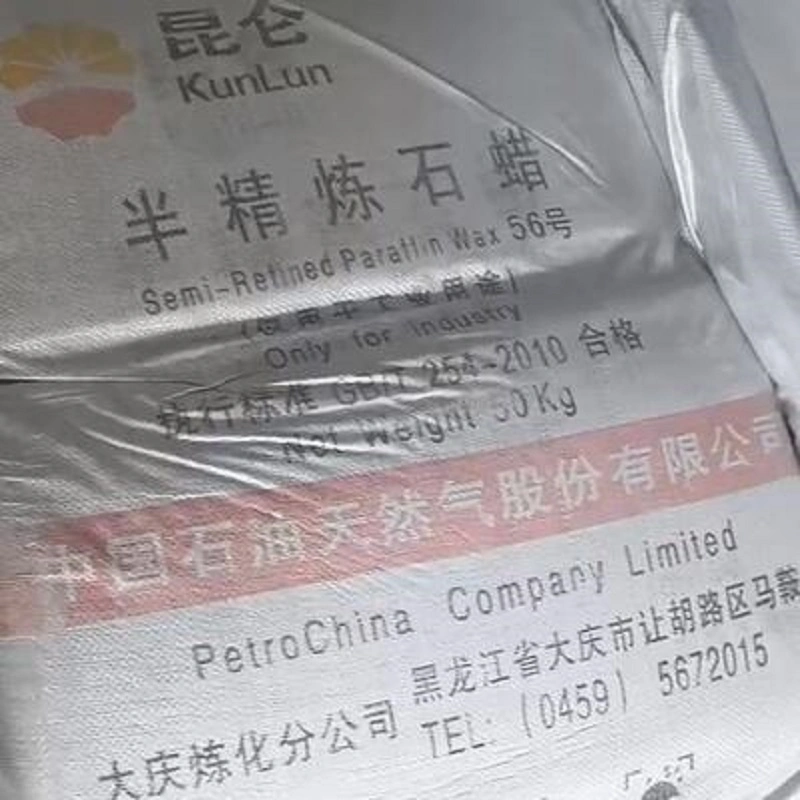 Kunlun Cera de parafina semirefinada Marca Sr56 para la Marca de velas