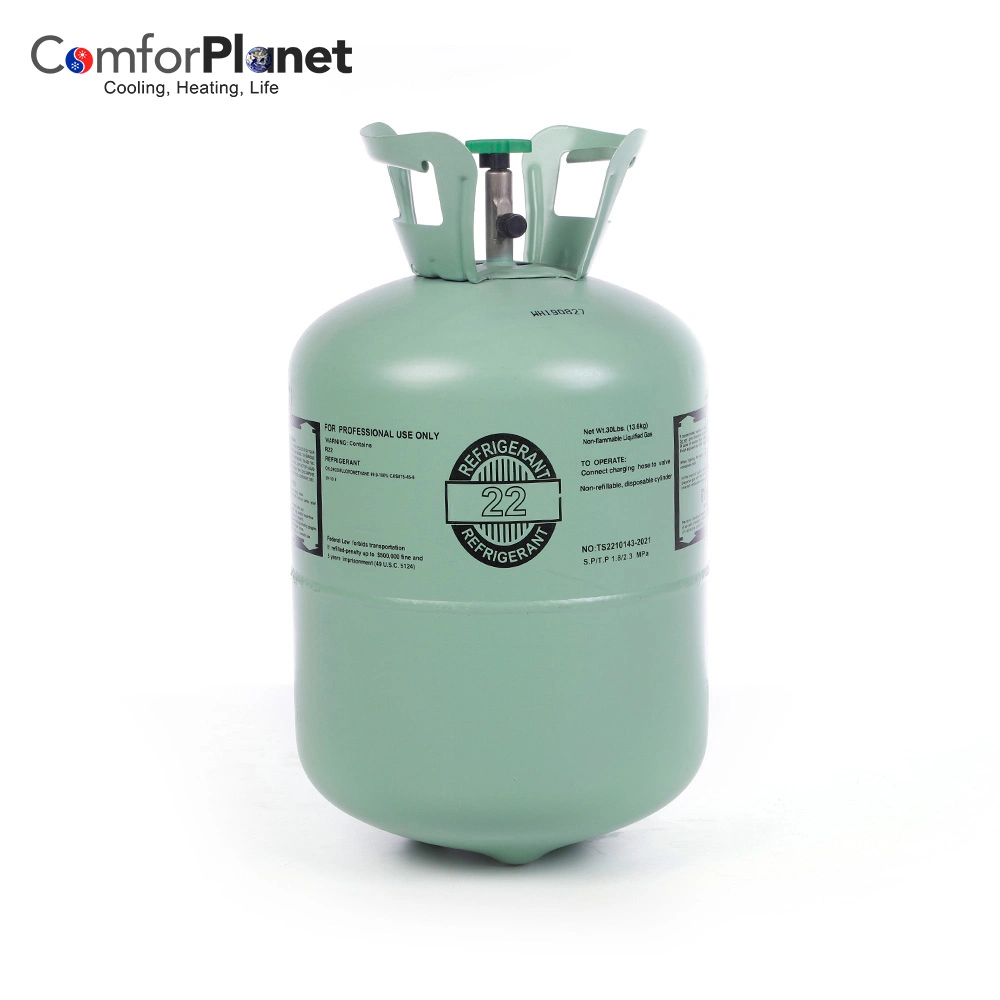 Industrial Grade R22 Factory Wholesale Price 30lb 13.6kg Cylinder HVAC System High Quality Refrigerant Gas R22 for Air Conditioner